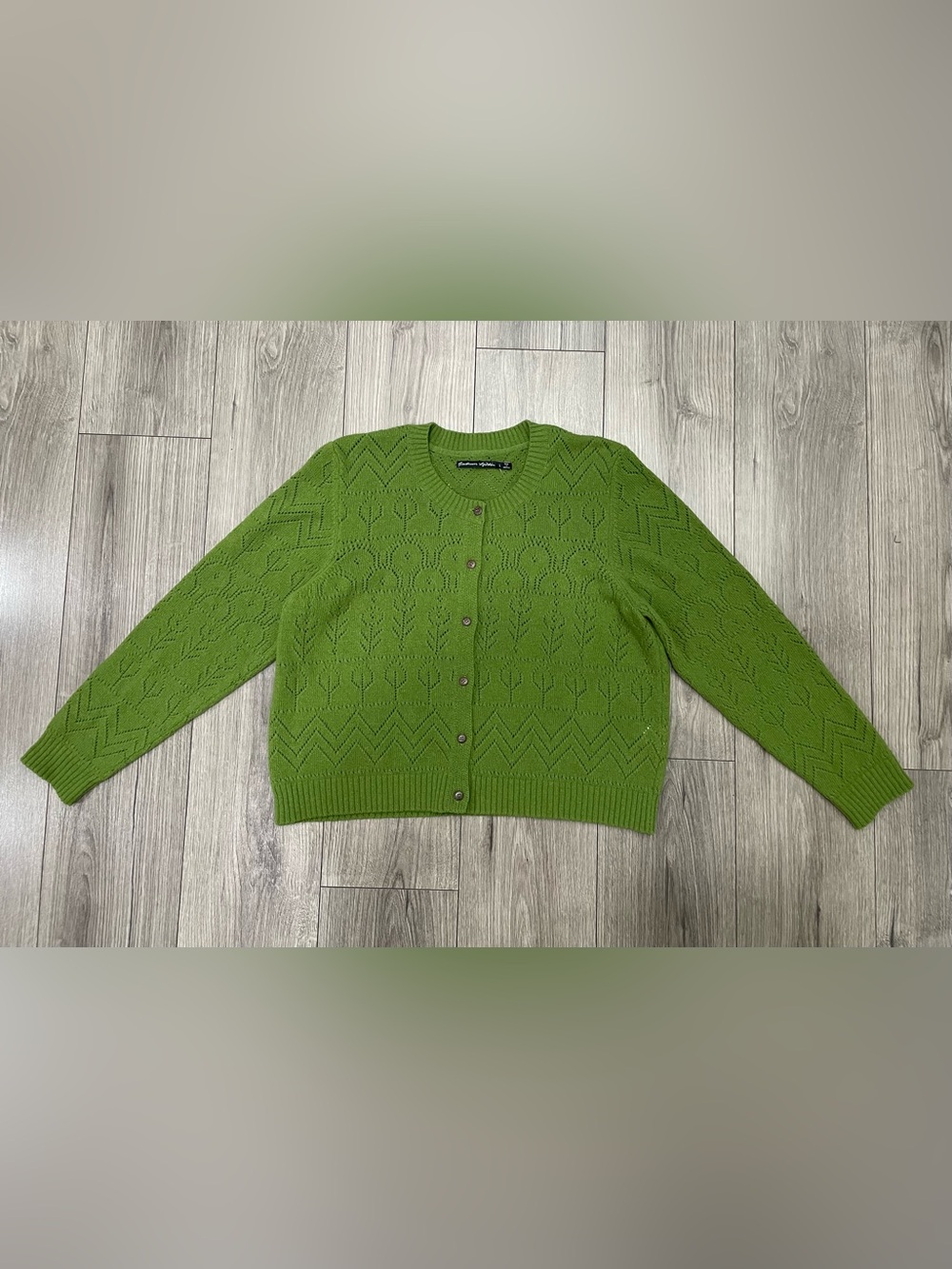 Gudrun Sjoden Knit Cardigan Women's‎ Large Green Wool Blend